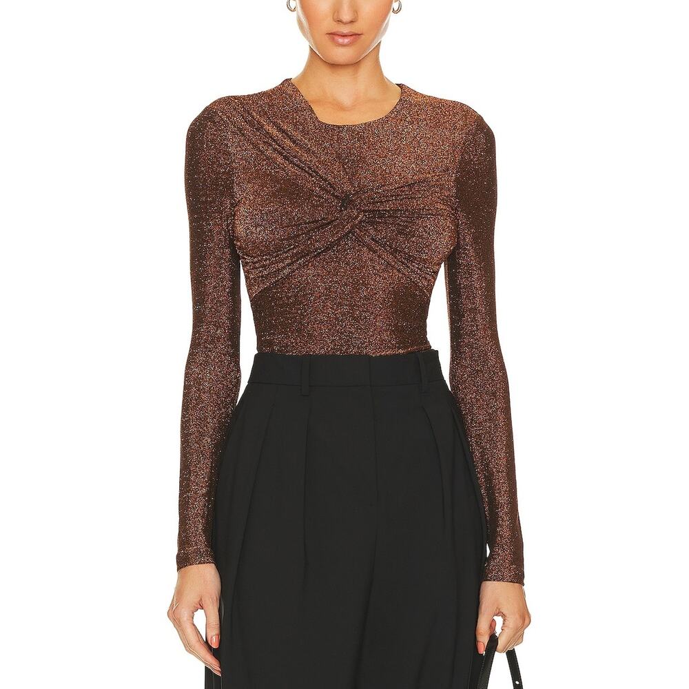 Significant Other Brown Metallic Blouse